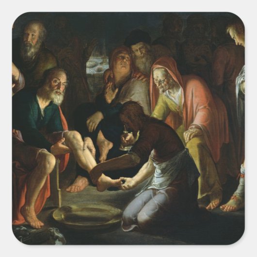 Sticker Carré Christ Laver les pieds des disciples, 1623 (Devant)