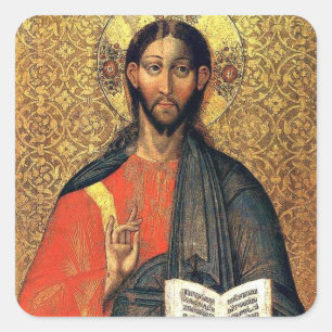 Sticker Carré Christ Pantocrator icône orthodoxe du XVIe siècle 