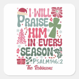 Sticker Carré Christian Je Le Louerai Personnalisé Nom Noël