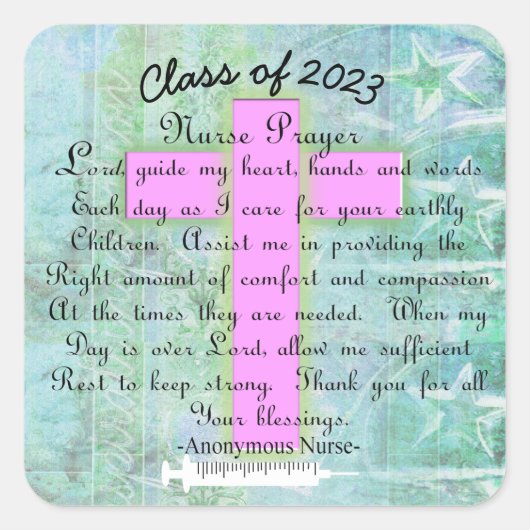 Sticker Carré Christian Nurse Prayer Class 2023 (Devant)