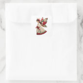 Sticker Carré Christmas Angel with Holiday Flowers (Sac)