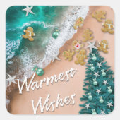 Sticker Carré Christmas Beach Gingerbread CookieSticker (Devant)