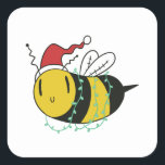 Sticker Carré Christmas bee<br><div class="desc">Objets de design de cute a happy christmas bee.</div>