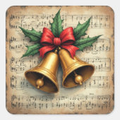 Sticker Carré Christmas Bells on Sheet Music, (Devant)