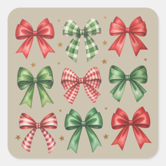Sticker Carré Christmas Bow Coquette Cute Christmas Holiday (Devant)