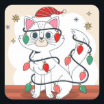 Sticker Carré Christmas Cat<br><div class="desc">Sticker Carré de Noël Chat Cute</div>