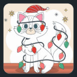 Sticker Carré Christmas Cat<br><div class="desc">Sticker Carré de Noël Chat Cute</div>