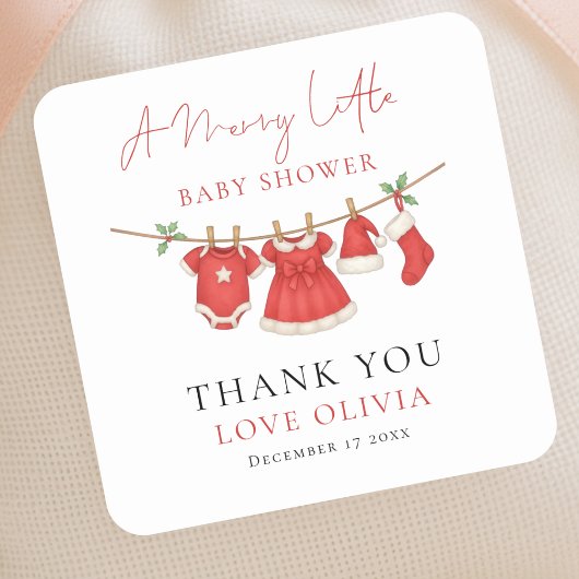 Sticker Carré Christmas Clothesline Thank You Baby Shower