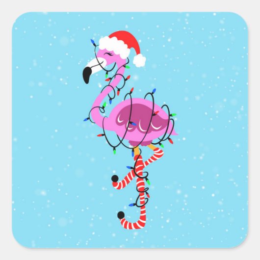Sticker Carré Christmas Flamingo (Devant)