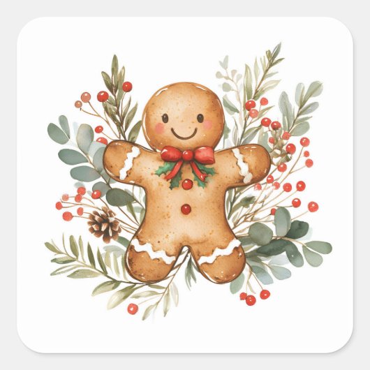 Sticker Carré Christmas Gingerbread Man (Devant)