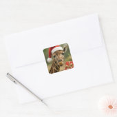 Sticker Carré Christmas Giraffe With Holiday Gift (Enveloppe)
