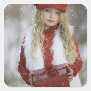 Sticker Carré Christmas Girl