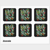 Sticker Carré CHRISTMAS Greenery Berries Holiday Black (Feuille)