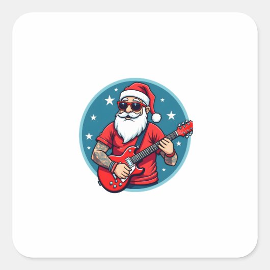 Sticker Carré Christmas guitarist Rockmusic Christmas (1) (Devant)