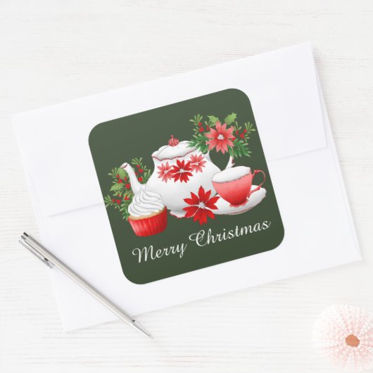 Sticker Carré Christmas Holiday ajouter un message (Enveloppe)