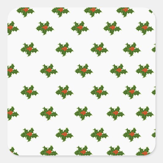 Sticker Carré Christmas Holly Motif (Devant)