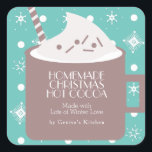 Sticker Carré Christmas Hot Coca fait maison Recette cadeau Favo<br><div class="desc">Étiquettes de cacao pour Stickers de Noël au chocolat chaud maison</div>