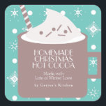 Sticker Carré Christmas Hot Coca fait maison Recette cadeau Favo<br><div class="desc">Étiquettes de cacao pour Stickers de Noël au chocolat chaud maison</div>