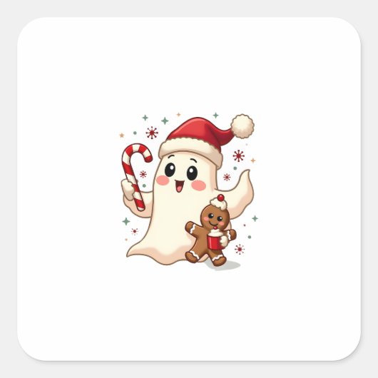 Sticker Carré Christmas Merry Christmas For Gift Christmas Ghost (Devant)