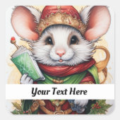 Sticker Carré Christmas Mouse 47 Votre texte ici (Devant)