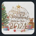 Sticker Carré Christmas / new year 2024<br><div class="desc">Wishing you a Merry Christmas and a Happy New Year 2024! 🎄 May this festive season be filled with joy, love, and laughter. Si nous prions le farewell de l'année prochaine, attention's embrace the new start and opportunités that the coming year brings. Cherish the moments with familiy and friends, create...</div>