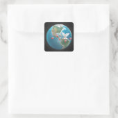 Sticker Carré Christmas PEACE White Dove on Globe (Sac)
