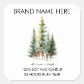 Sticker Carré Christmas Pine Trees & Deers Candle Labels (Devant)
