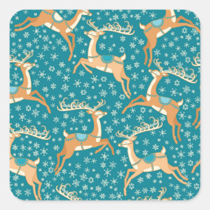 Sticker Carré Christmas Reindeer : Vintage Motif sans couture.