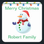 Sticker Carré Christmas Snowman<br><div class="desc">Sticker De Noël Amusant Et Mignon.</div>