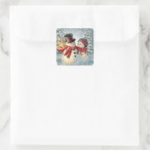 Sticker Carré Christmas Snowman Couple (Sac)