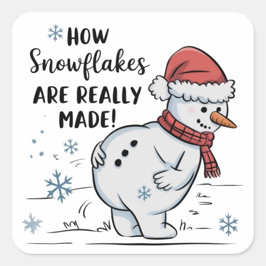 Sticker Carré Christmas Snowman How Snowflakes Are Really Made  (Devant)