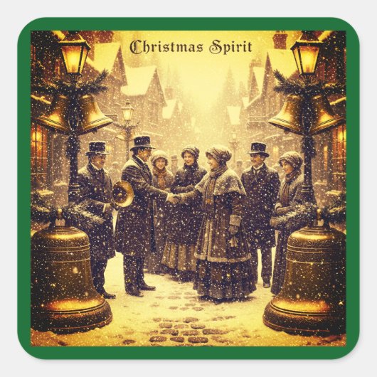 STICKER CARRÉ CHRISTMAS SPIRIT TRADITIONAL DESIGN (Devant)