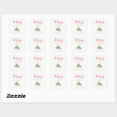 Sticker Carré Christmas Sprig Holly Green Leaves & Red Berries (Feuille)