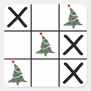 Sticker Carré Christmas Tic Tac Toe