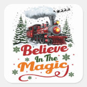 Sticker Carré Christmas Train Believe Magic Holiday (Devant)