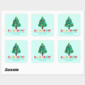 Sticker Carré Christmas Tree "All Is Bright" Pastel Personalize (Feuille)