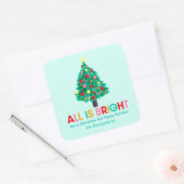 Sticker Carré Christmas Tree "All Is Bright" Pastel Personalize (Enveloppe)