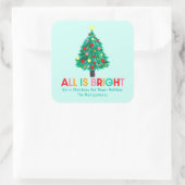Sticker Carré Christmas Tree "All Is Bright" Pastel Personalize (Sac)