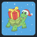 Sticker Carré Christmas turtle with the venin<br><div class="desc">christmas tortoise turtle,  draw illur color comr,  animals pet lovable,  colorful happiness gift friendly,  cartoony tropical xmas,  cut adorable cool claus,  drawing fun,  slow red cheerful smile,  funny, </div>