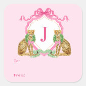 Sticker Carré Christmas Wreath Leopard Crest Monogram (Devant)