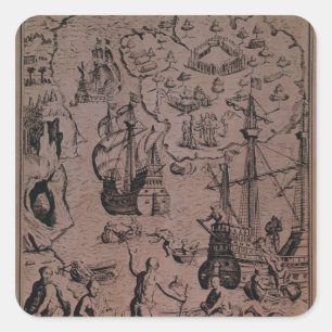 Sticker Carré Christopher Colombus à la découverte des îles