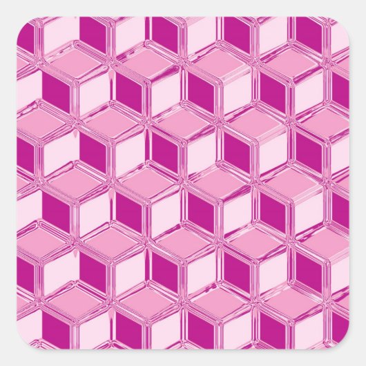 Sticker Carré Chrome 3-d boîtes - fuchsia rose (Devant)