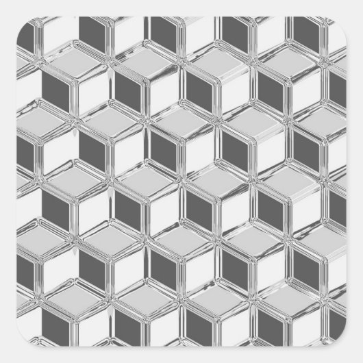 Sticker Carré Chrome 3-d boîtes - gris argent (Devant)
