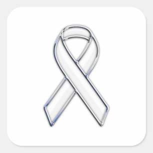 Sticker Carré Chrome Beled Style White Ribbon Sensibilisation