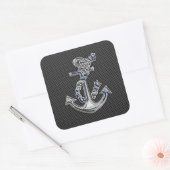 Sticker Carré Chrome comme Ancre de corde sur fibre de carbone (Enveloppe)