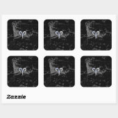 Sticker Carré Chrome comme Aries Zodiac Connexion Hevelius Black (Feuille)