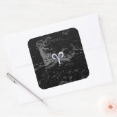 Sticker Carré Chrome comme Aries Zodiac Connexion Hevelius Black (Enveloppe)