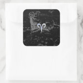 Sticker Carré Chrome comme Aries Zodiac Connexion Hevelius Black (Sac)