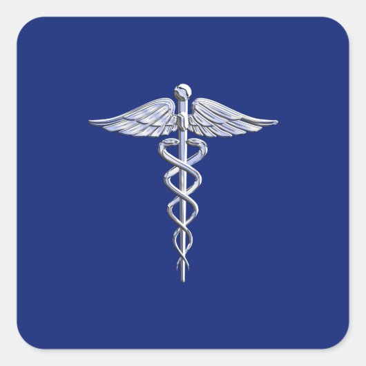 Sticker Carré Chrome Comme Caduceus Symbole Médicale Marine Déco (Devant)