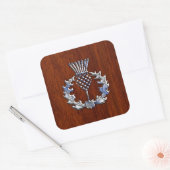 Sticker Carré Chrome Comme Mahogany Bois Grain Scottish Thistle (Enveloppe)